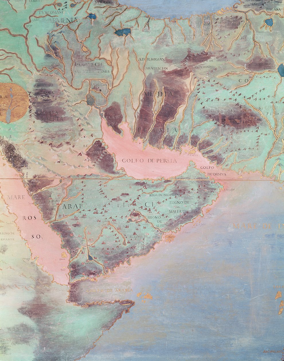 Karta över länderna i Persiska viken, från "Sala Del Mappamondo" (Hall of the World Maps) av Antonio Giovanni de Varese
