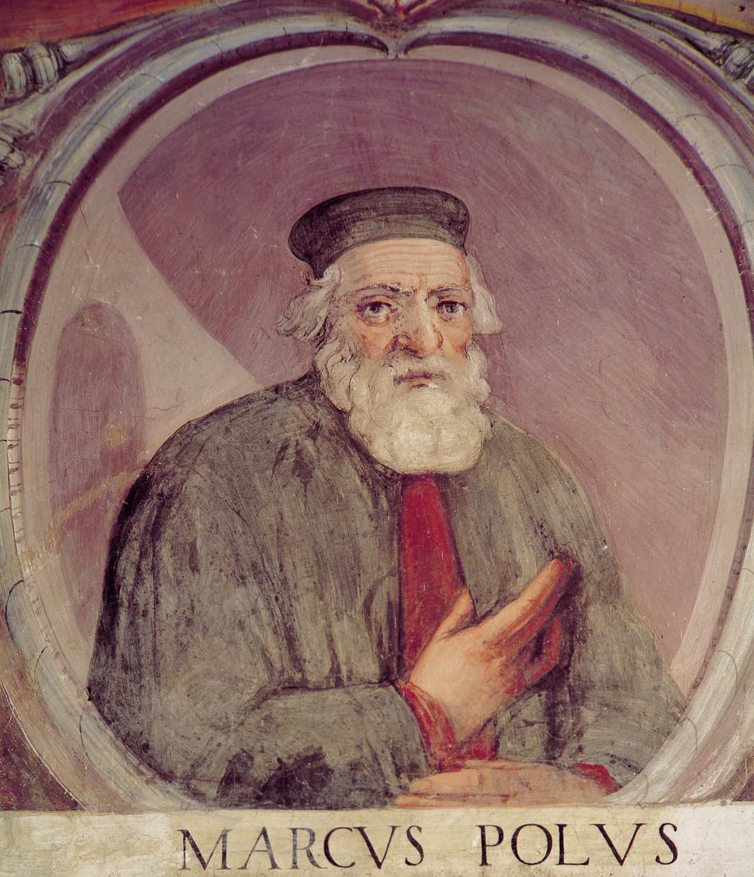 Marco Polo (1254-1324) från "Sala del Mappamondo" (Hall of the World Maps) av Antonio Giovanni de Varese