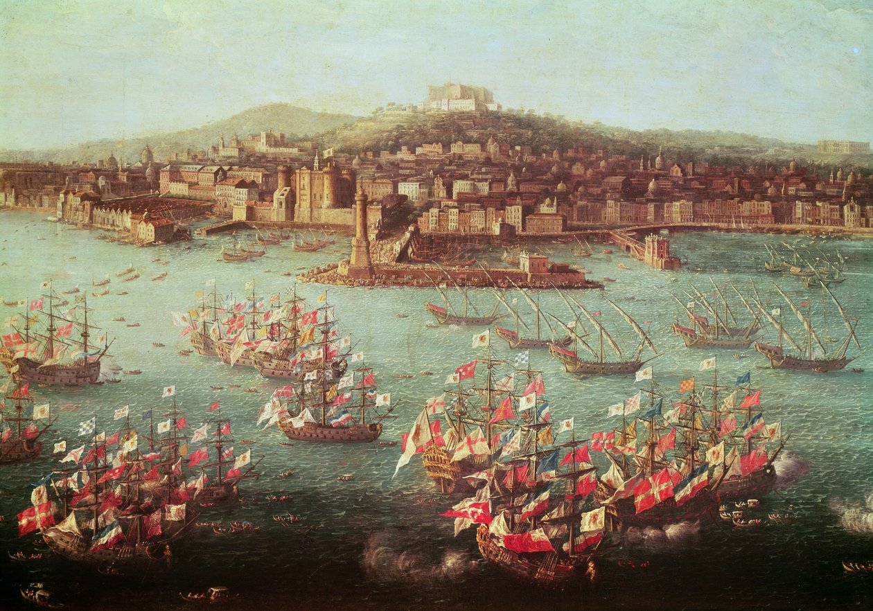 Flottan av kung Karl III av Spanien före staden Neapel, 6 oktober 1759 av Antonio Joli
