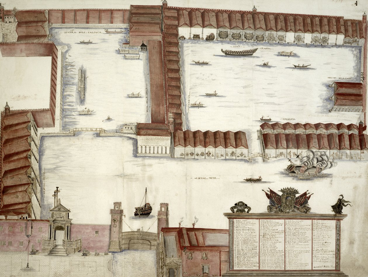 Plan av Arsenale, Venedig av Antonio Natale