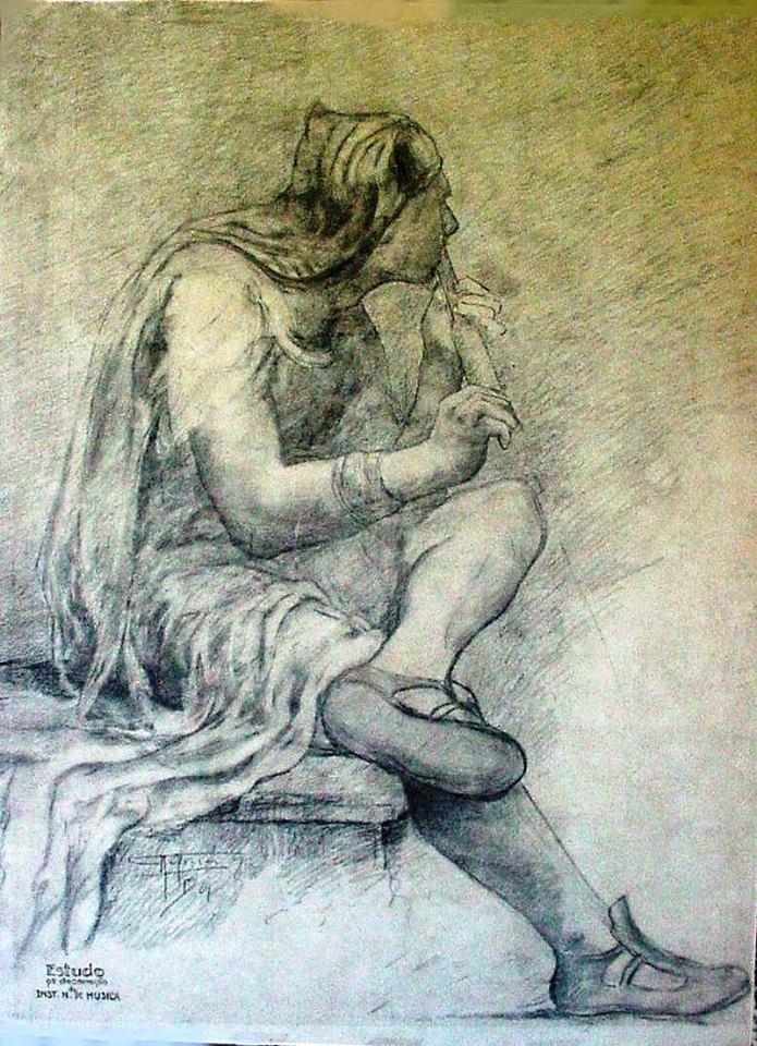 Figure Study for the decoration of the National Institute of Music in Rio de Janeiro av Antonio Parreiras