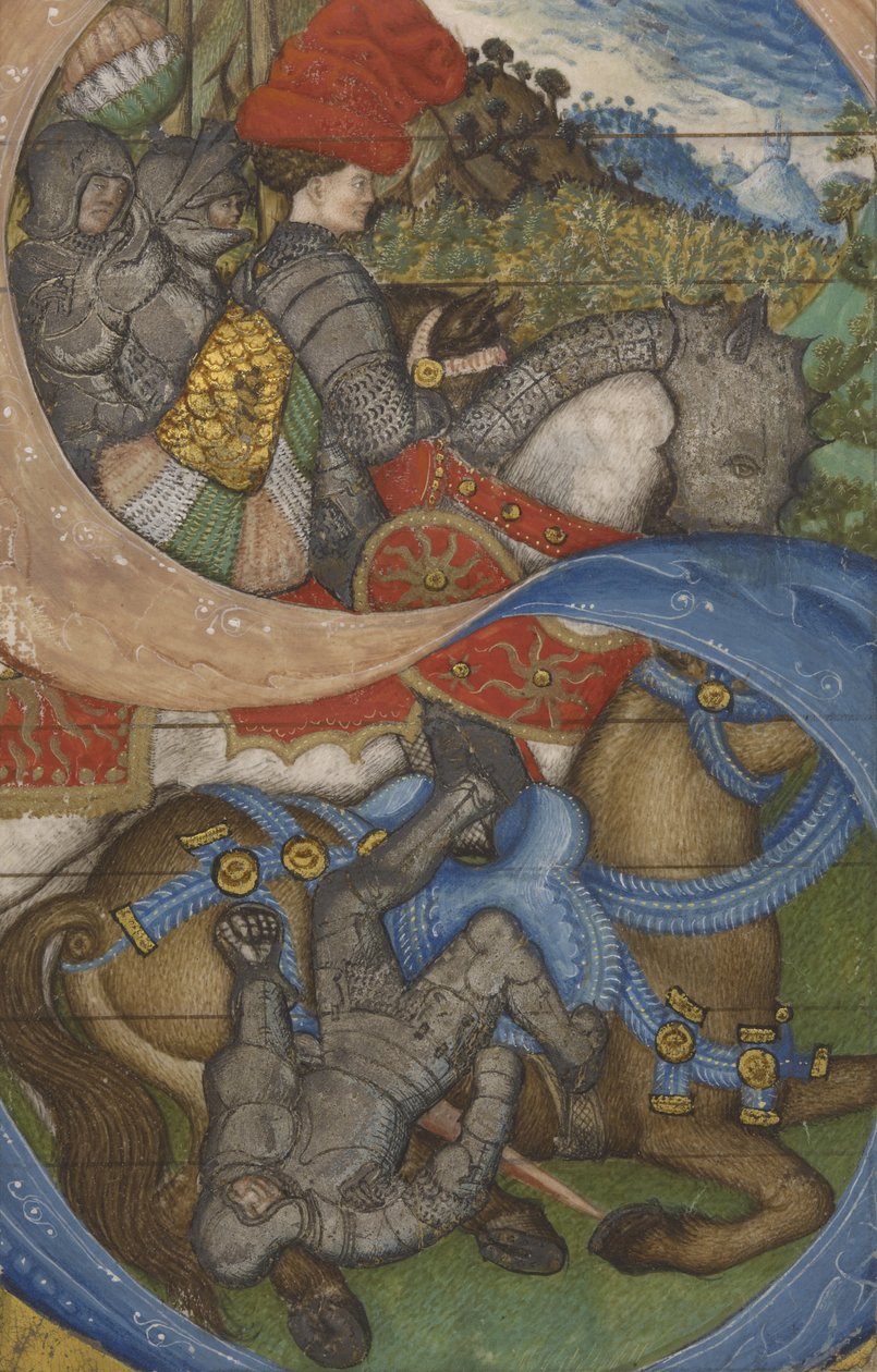 Inledande S och omvandlingen av Saint Paul Ms 41, c.1440-50 (tempera, bladguld och silver och bläck på pergament) av Antonio Pisanello