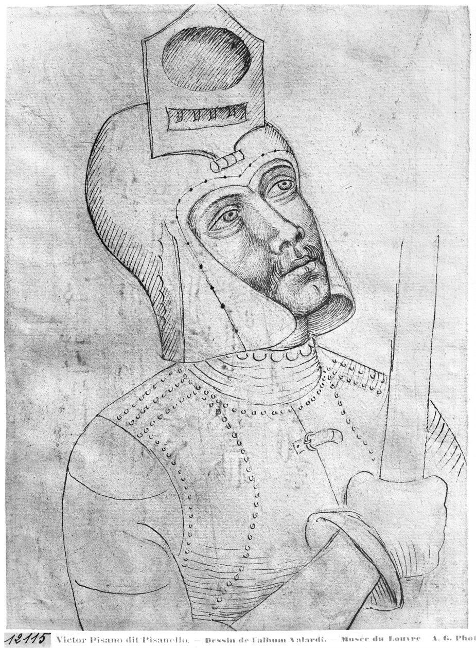 Soldat med visirhjälm, från Vallardi-albumet av Antonio Pisanello