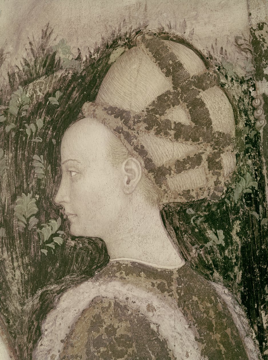 St. George och prinsessan av Trebizond, detalj av prinsessans huvud, ca 1433-38 av Antonio Pisanello