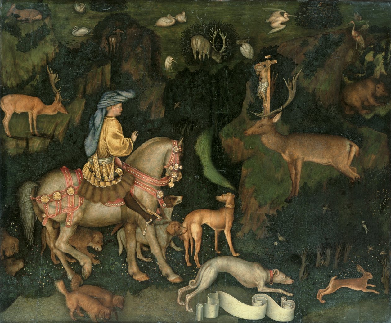 The Vision of St. Eustachius, c.1438-42 (äggtempera på trä) av Antonio Pisanello