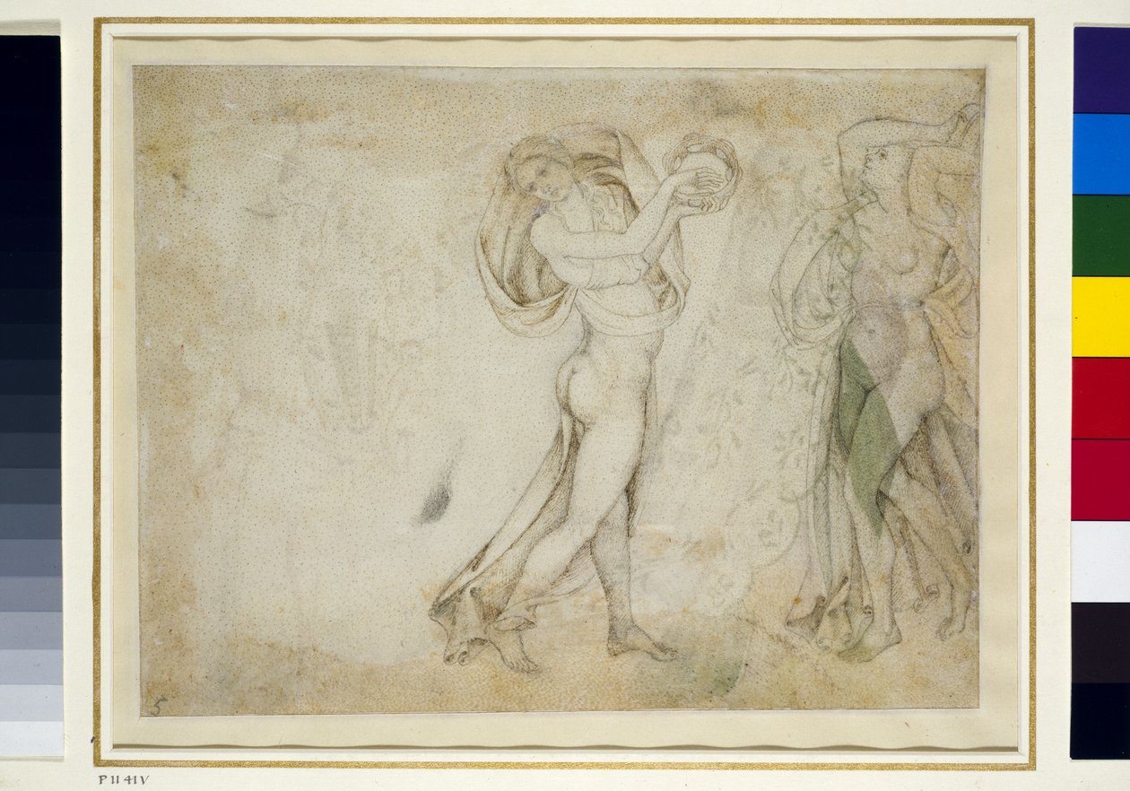 Verso: Två Bacchanter (penna och indiskt bläck på papper) av Antonio Pisanello