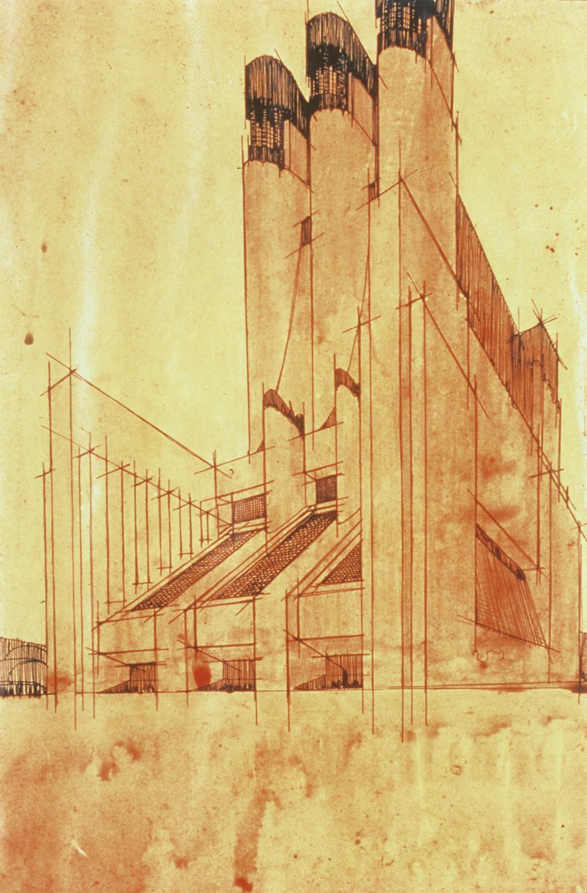 Studie för en byggnad, 1913 av Antonio SantElia