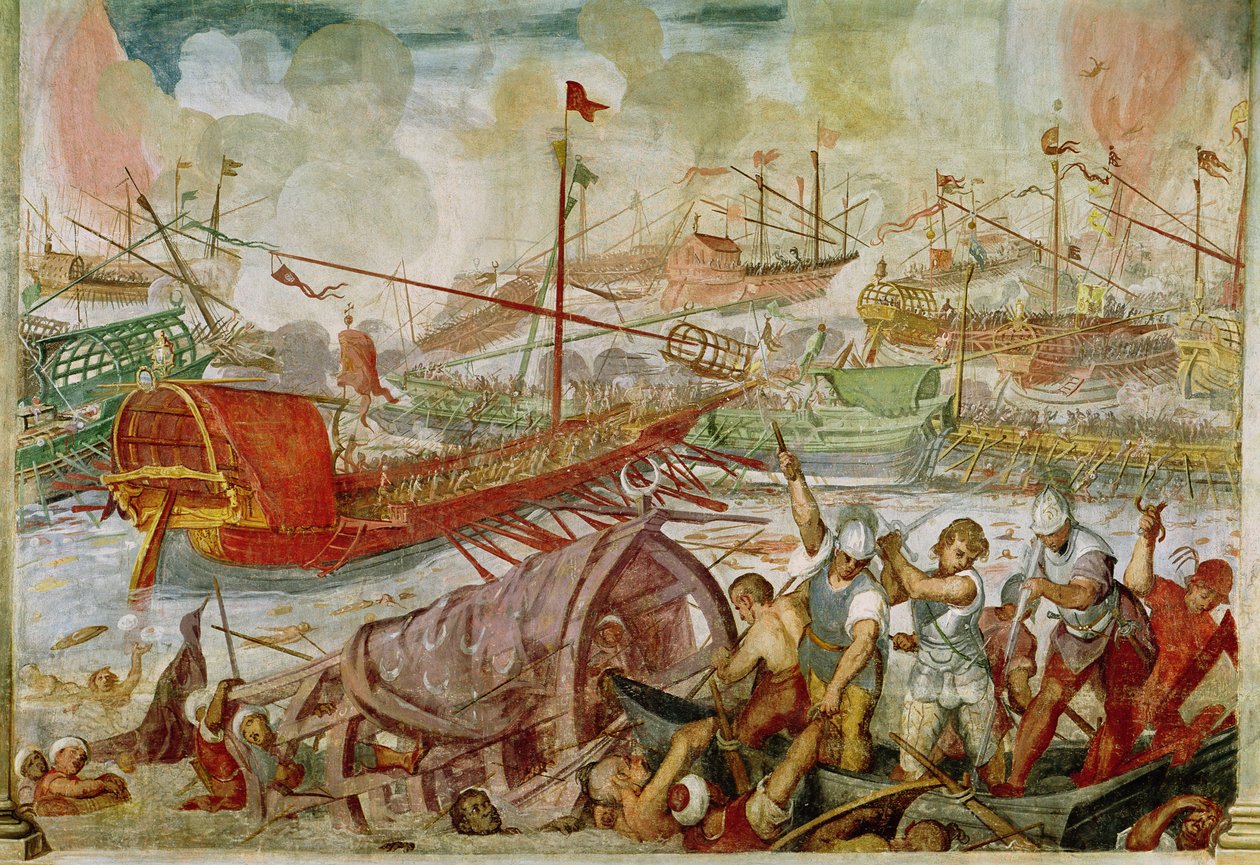 Slaget vid Lepanto, oktober 1571, 1600 (väggmålning) av Antonio Vassilacchi
