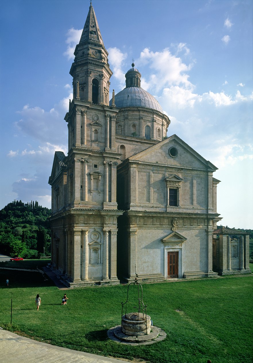 Exteriörvy som visar den fristående campanilen och kupolen, 1518-45 av Antonio da Sangallo