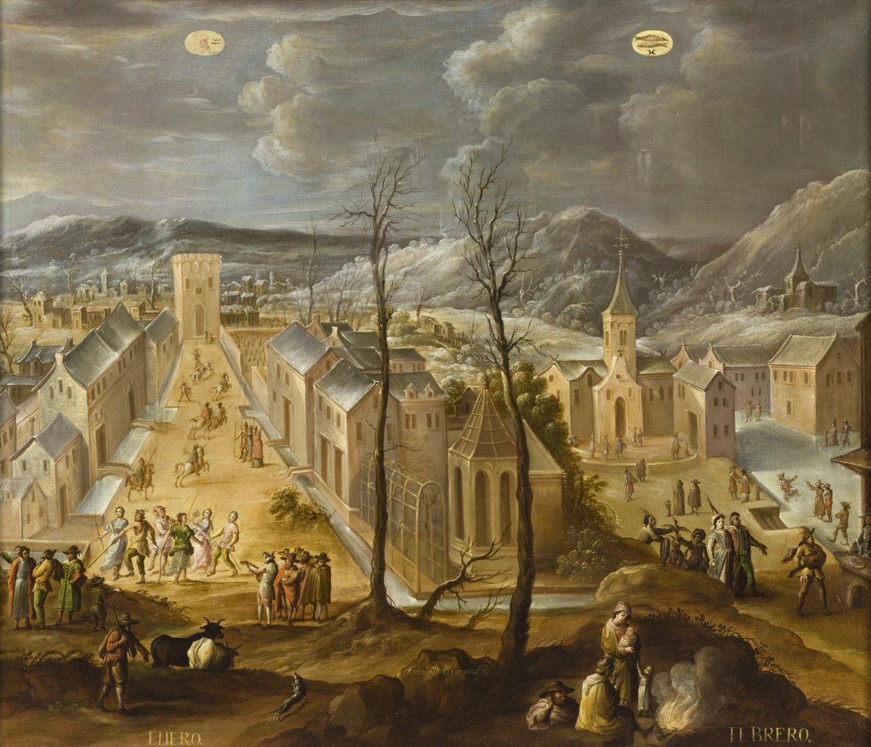 Januari och februari från Los doce meses del año (Årets tolv månader), 1650-99 av Antonio de Espinosa