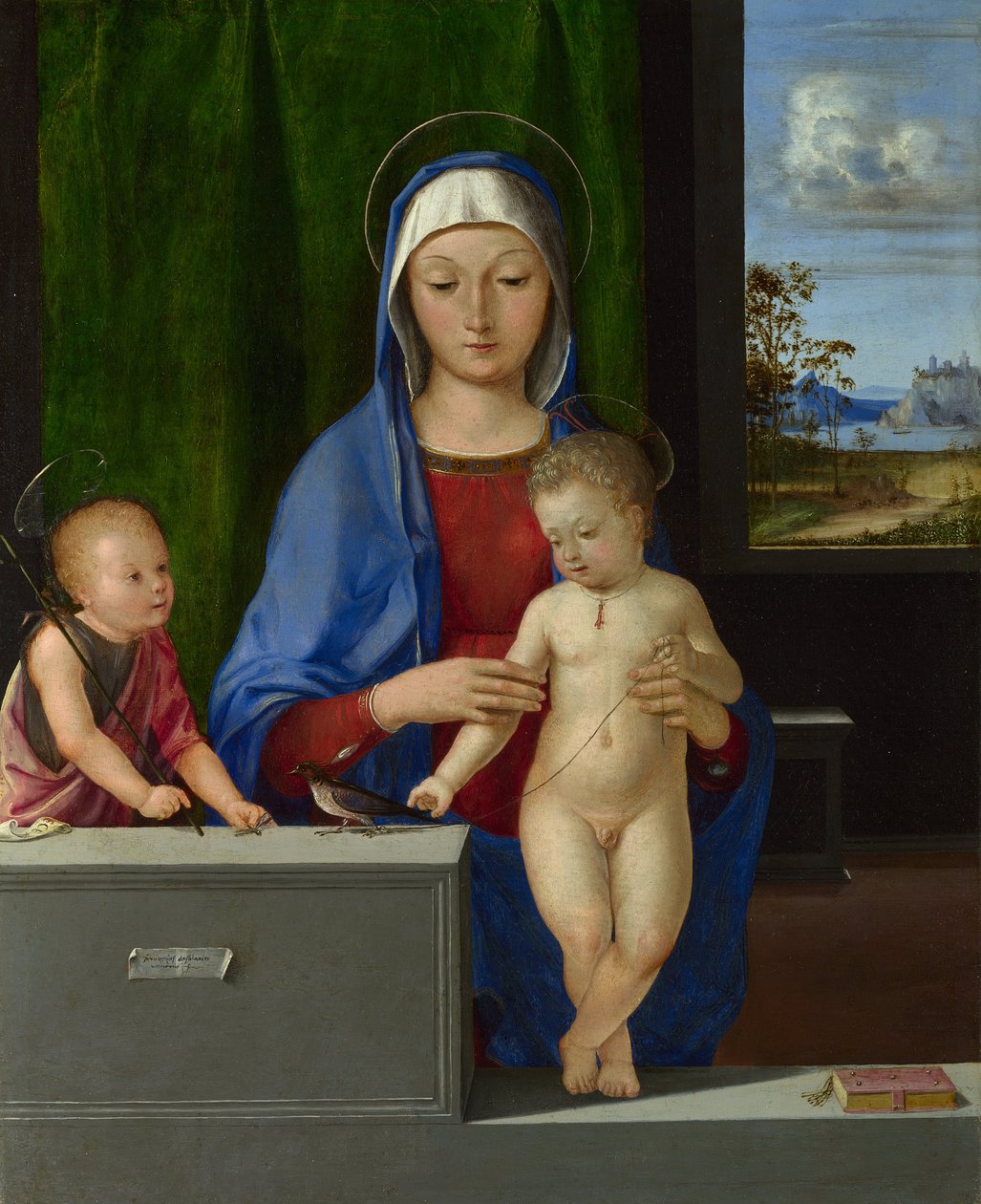Jungfrun och barnet med Saint John av Antonio da Solario