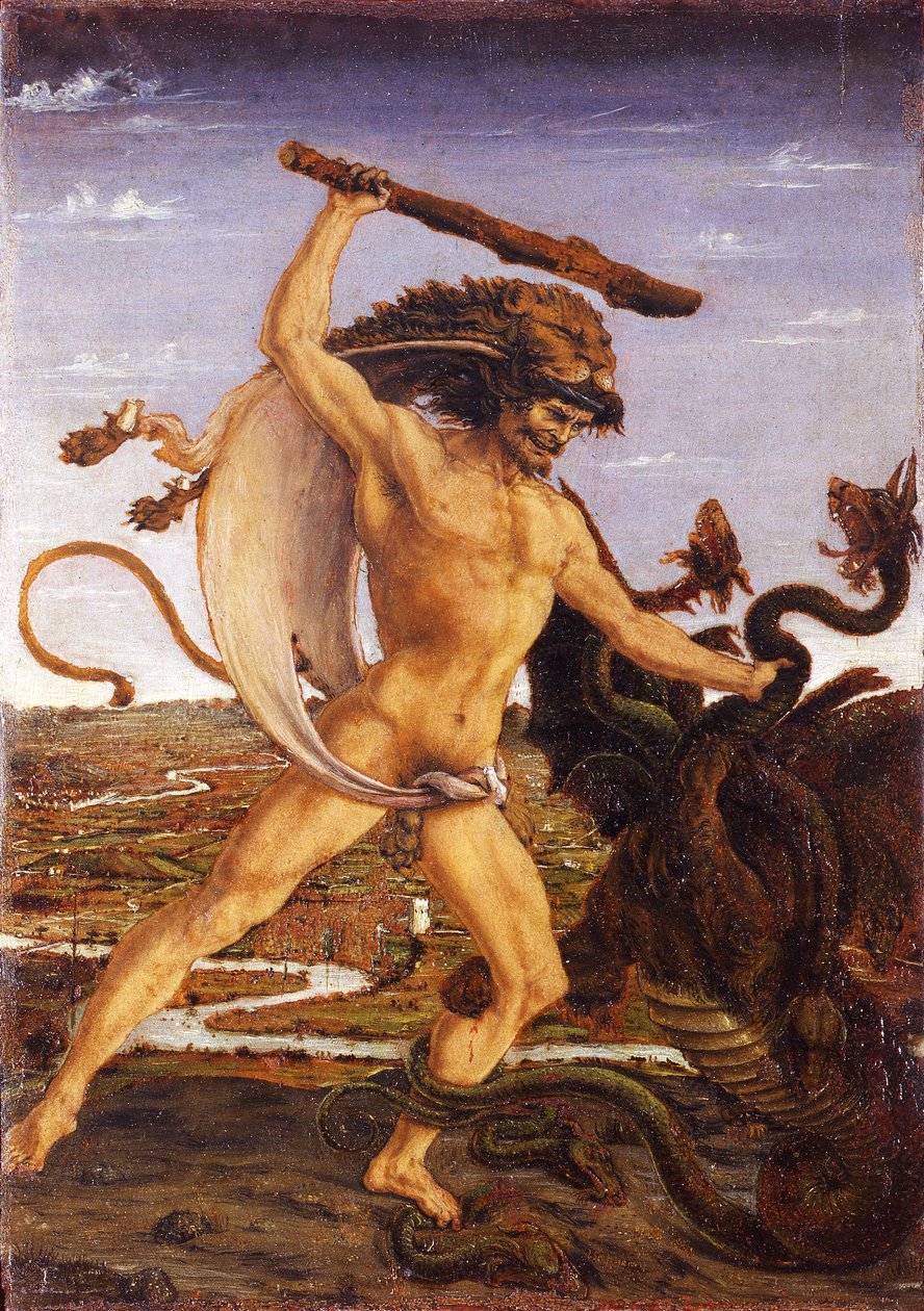 Hercules och Hydra av Antonio del Pollaiolo