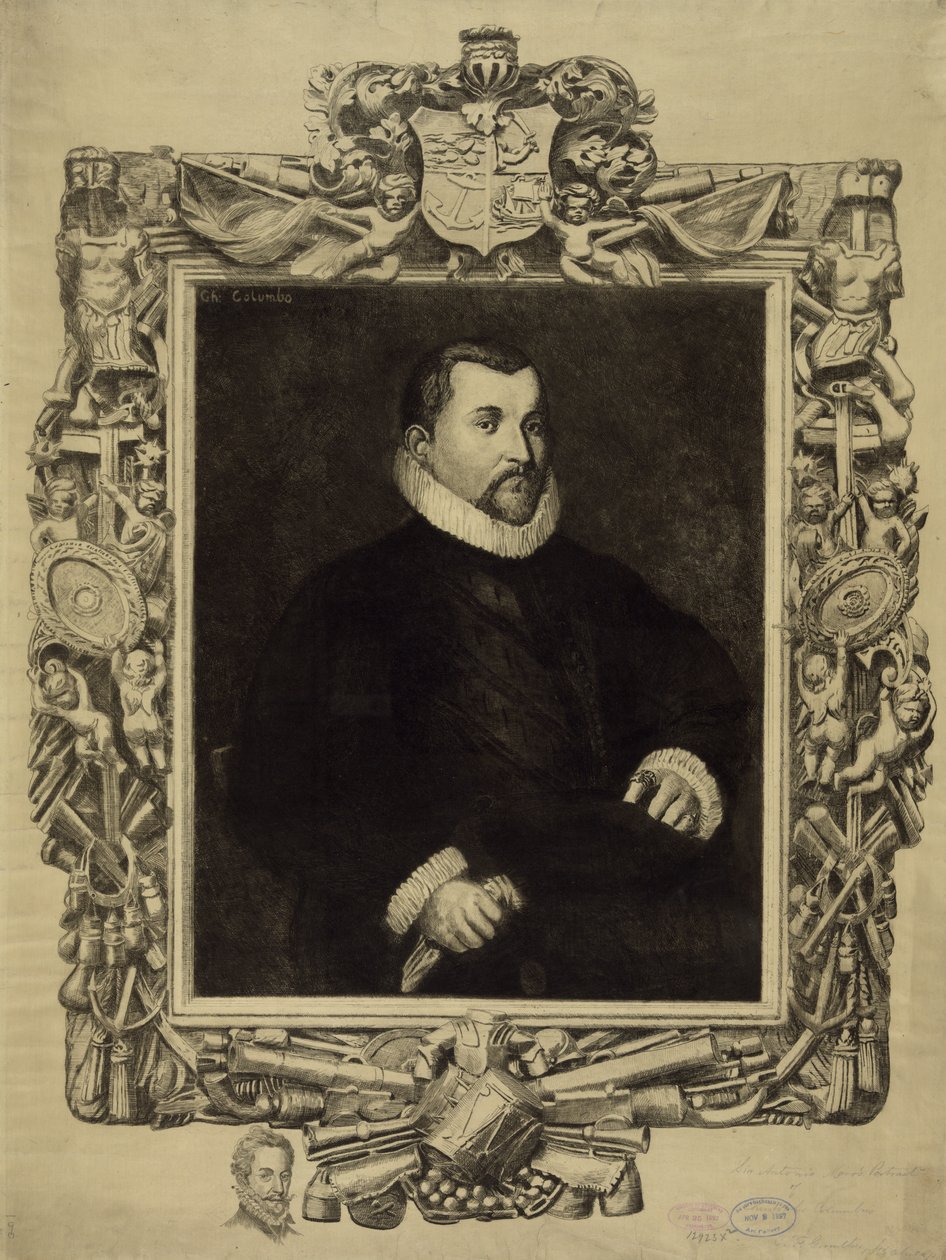 Christopher Columbus (1451-1506), ca 1892 (litografi) av Antonio  Moroni