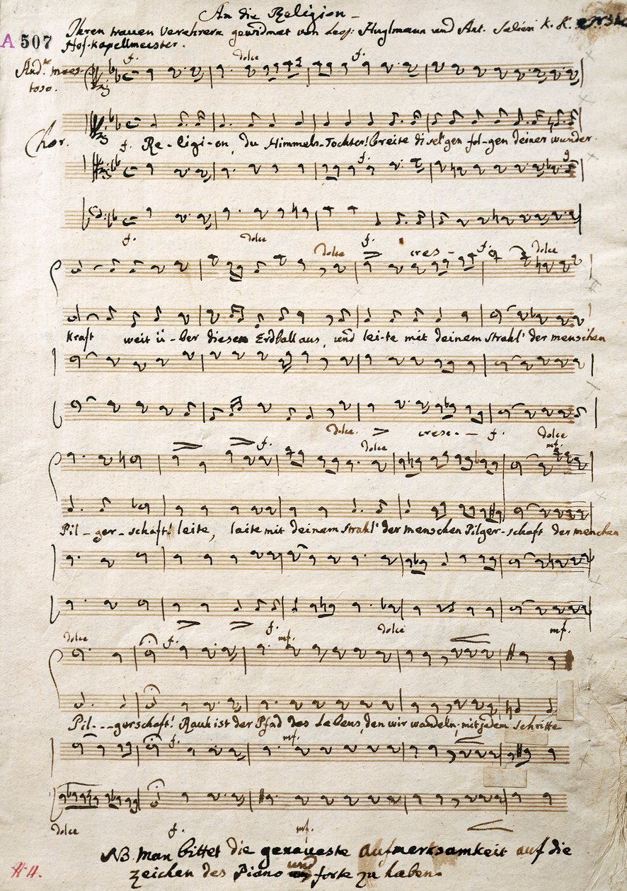 Autografiskt partitur till Oratorium av Antonio Salieri (1750-1825) av Antonio (after) Salieri