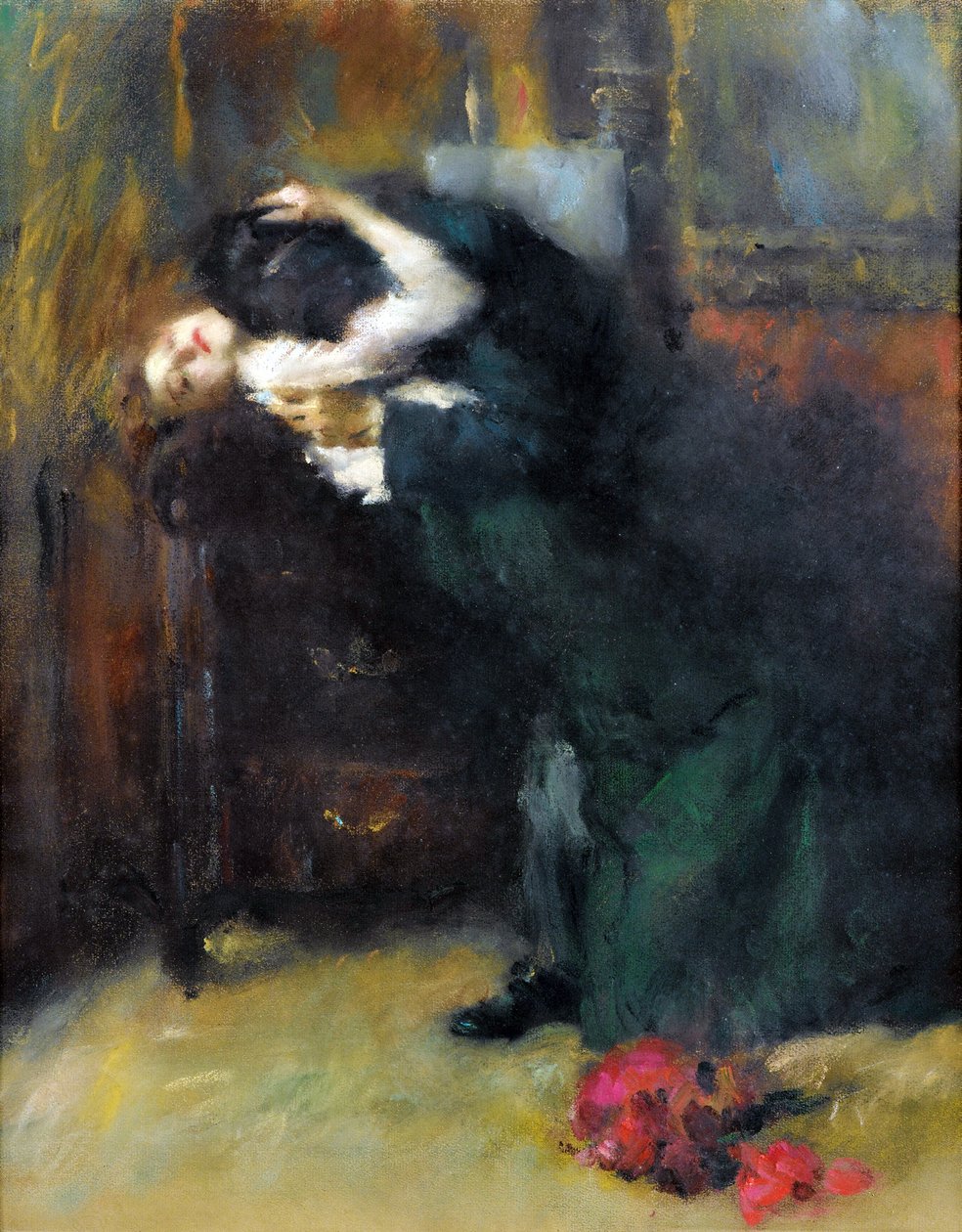 Kyssen av Antonio Ambrogio Alciati (1878-1929), - Pastell på papper, 56x44 cm - Privat samling av Antonio Ambrogio Alciati