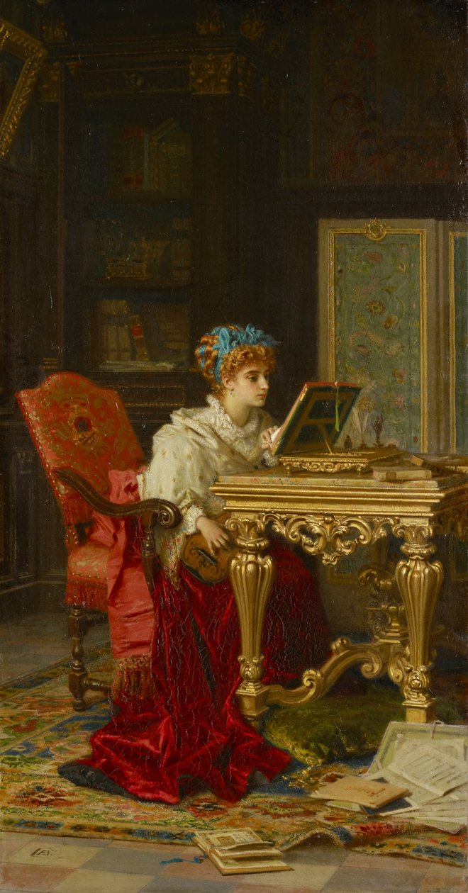 A Music Playing Lady (Irene di Spilimbergo) av Antonio Barzaghi Cattaneo