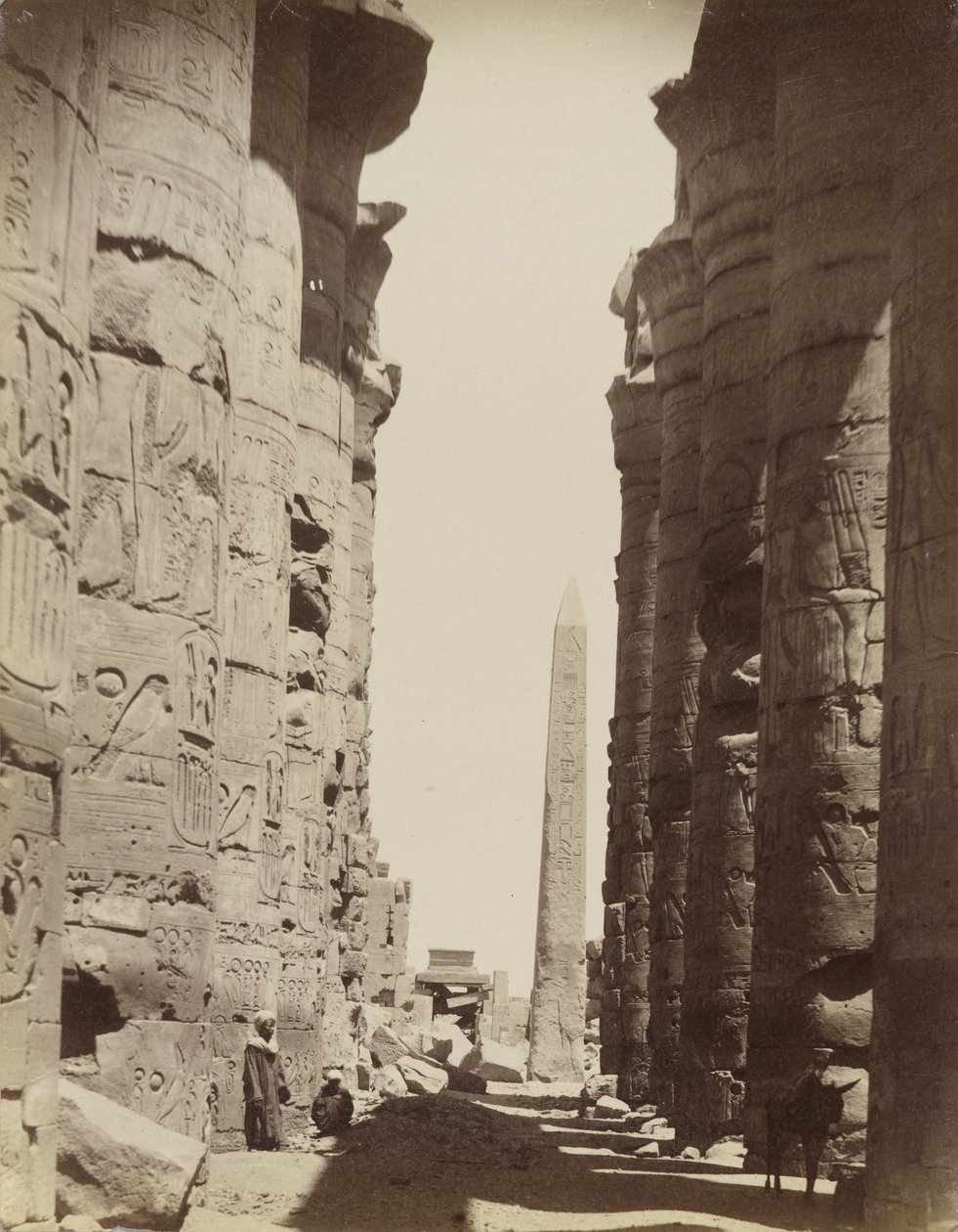 Kolumner och obelisk vid Karnak av Antonio Beato