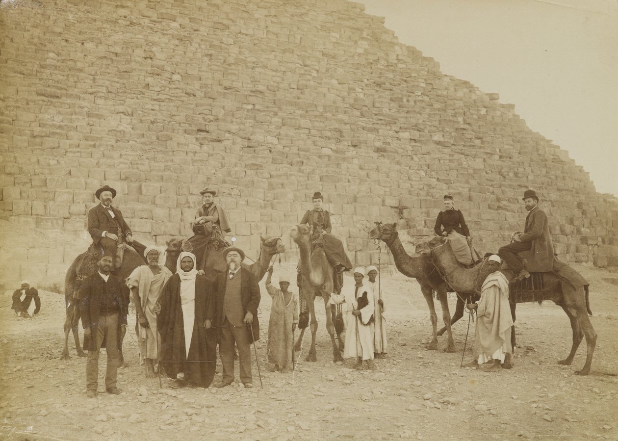 Familj av turister i Giza, Egypten av Antonio Beato