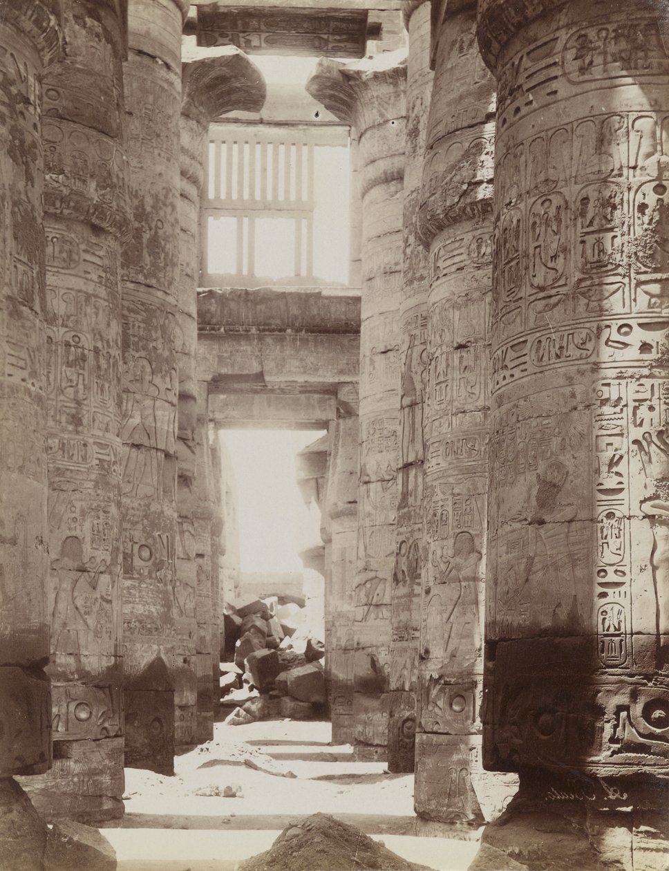 Hypostyle Hall i Temple of Karnak, utsikt över Hypostyle Hall av Antonio Beato