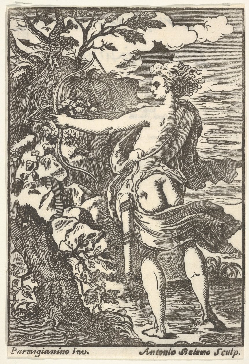 Callisto jakt med dragen båge, efter Parmigianino, 1720-1740. av Antonio Belemo