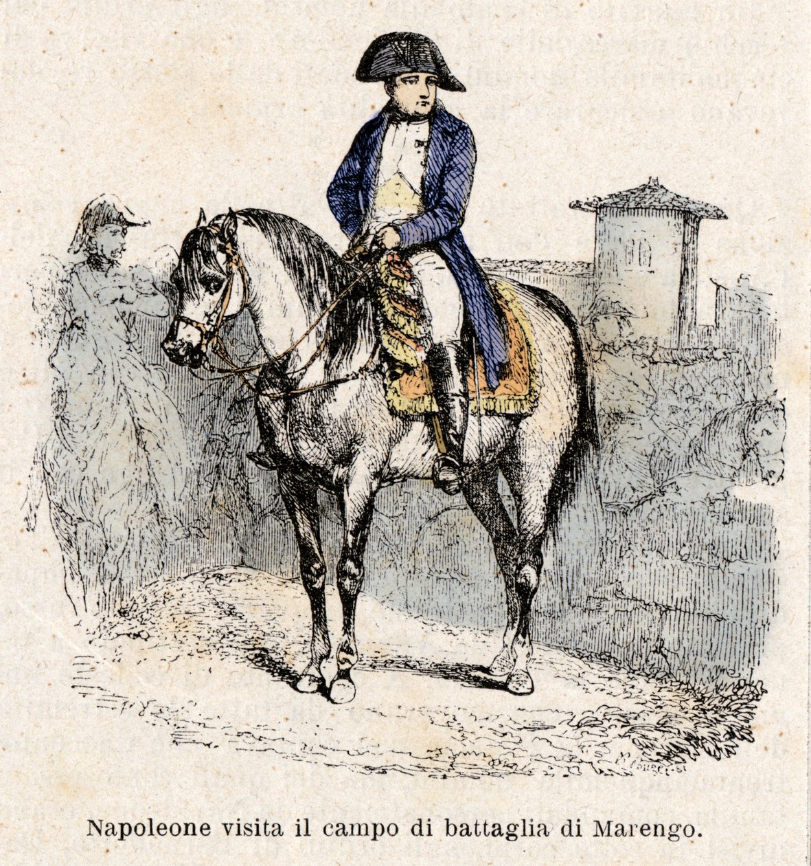 Napoleon Bonaparte i Italien, besöker Marengo slagfält av Antonio Bonamore