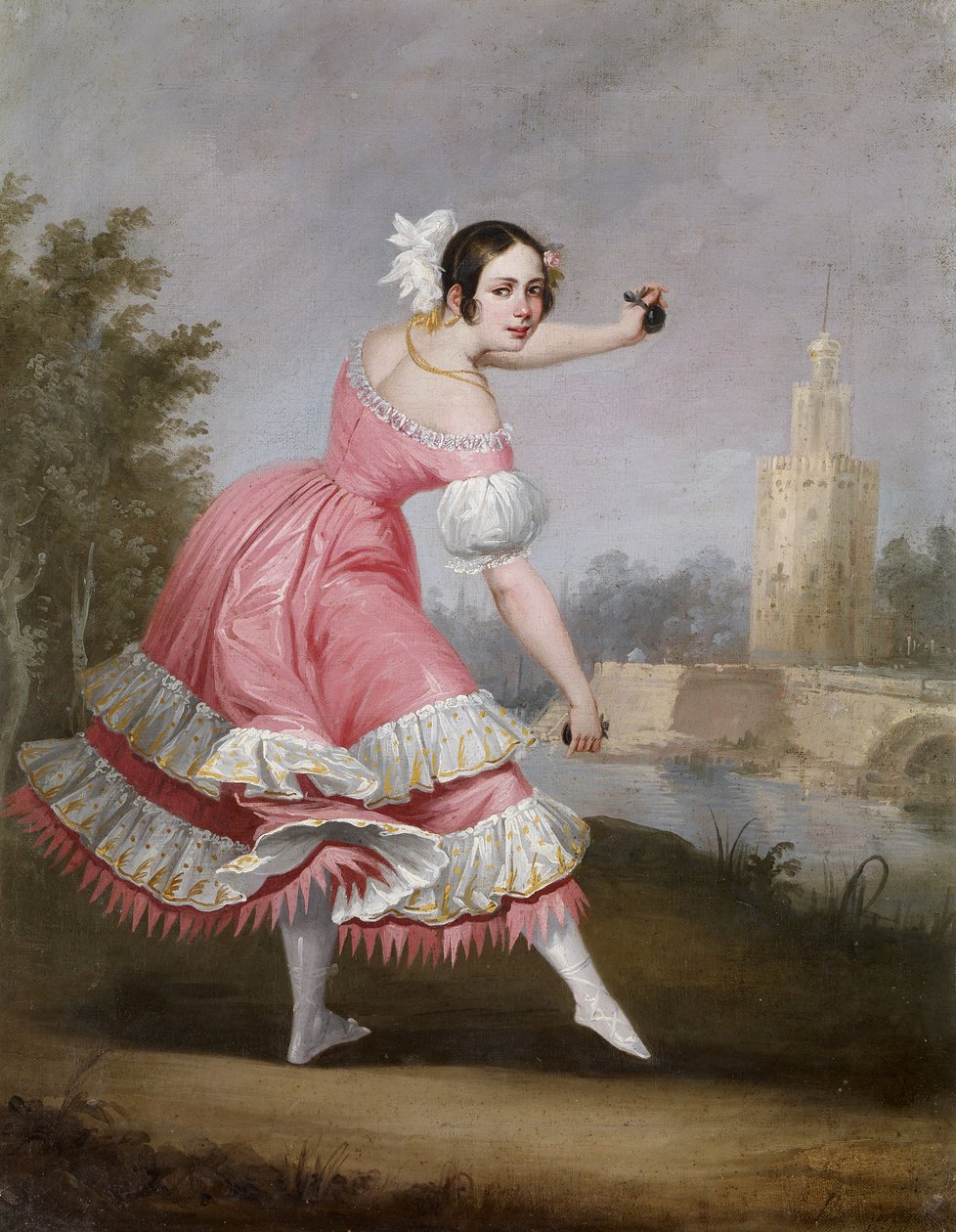 A Bolero Dancer - Cabral Bejarano, Antonio (1788-1861) - 1842 - Olja på duk - 53x42 - Museo Carmen Thyssen, Malaga av Antonio Cabral Bejarano