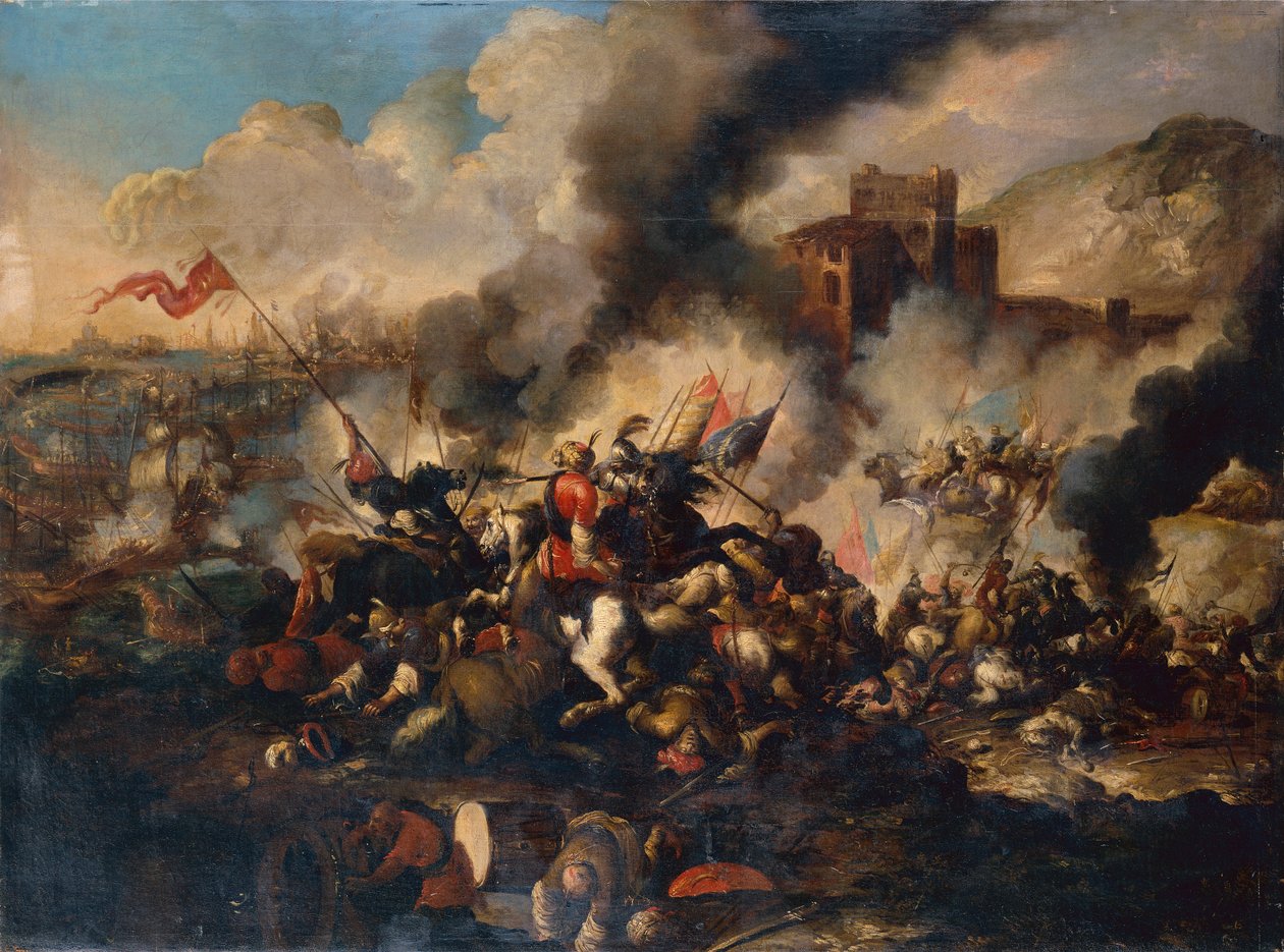 A Crusader Battle (olja på duk) av Antonio Calza