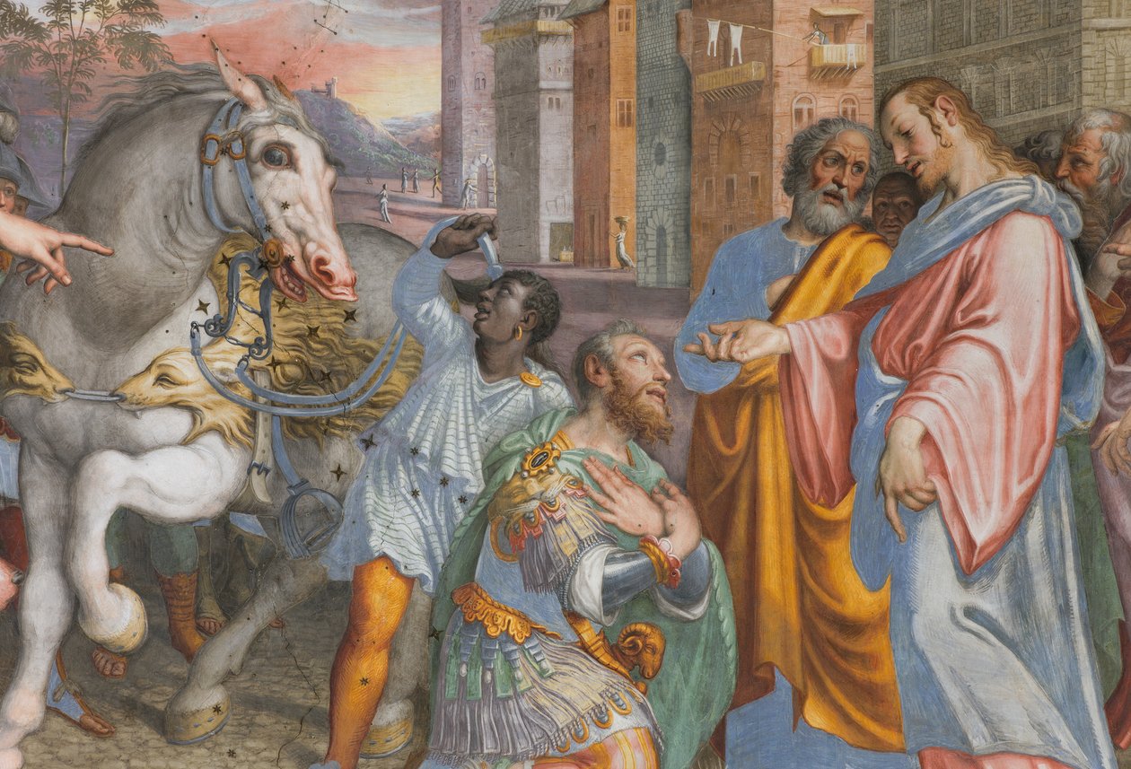 Apse, Antonio Campi, Jesu möte med centurionen Cornelius 1582-84, detalj av Antonio Campi