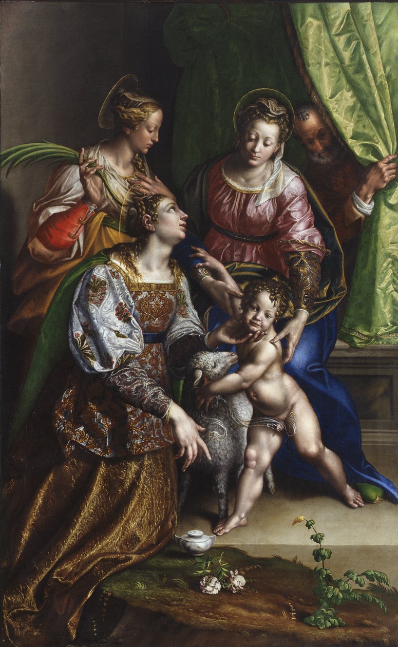 Madonna och barn med St. Joseph, St. Catherine och St. Agnes, ca 1570 (olja på duk) av Antonio Campi