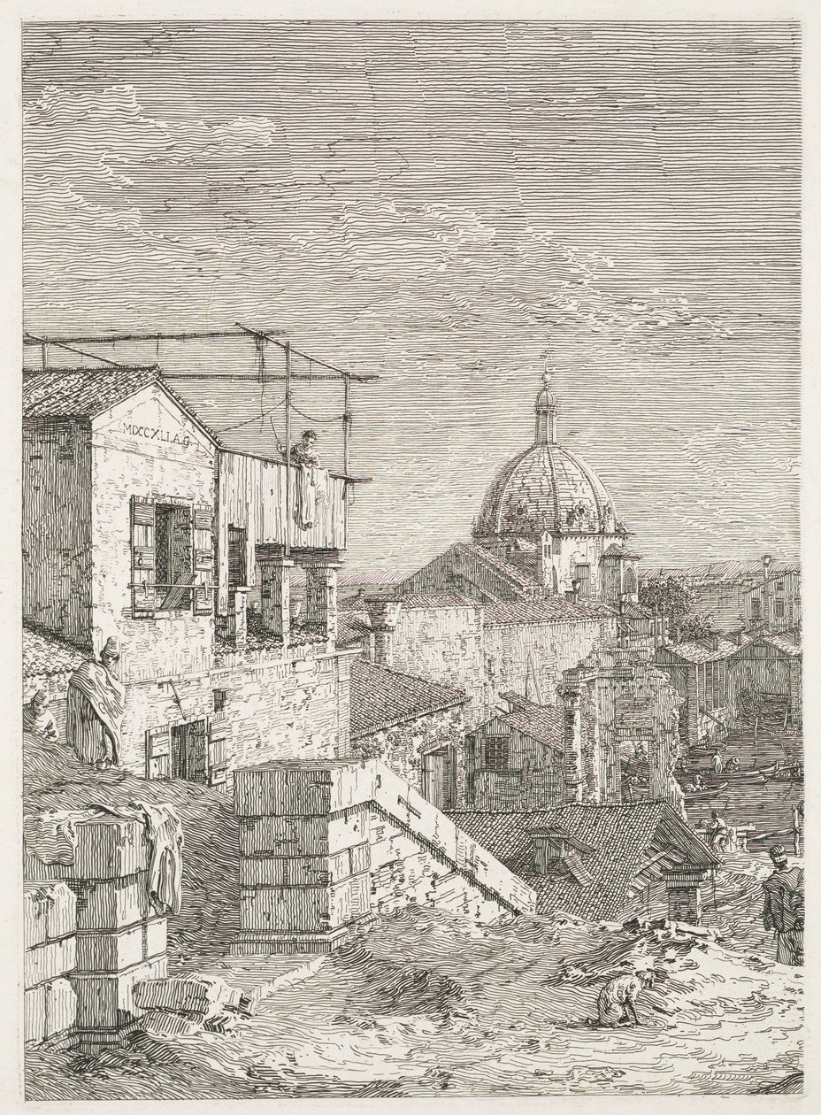 Utsikt: Huset med inskriften, 1735-1746. av Giovanni Antonio Canal