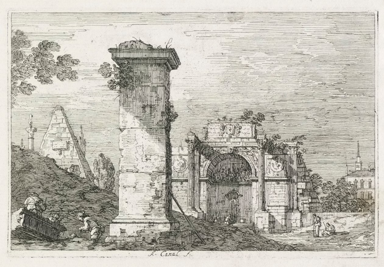 Utsikt: Den isolerade pelaren av Antonio Canaletto