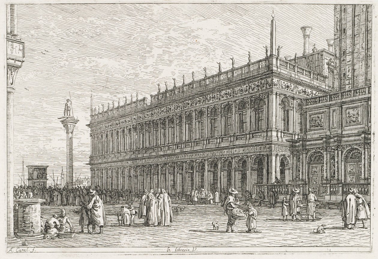 Visningar: Biblioteket, Venedig, 1735-1746. av Giovanni Antonio Canal