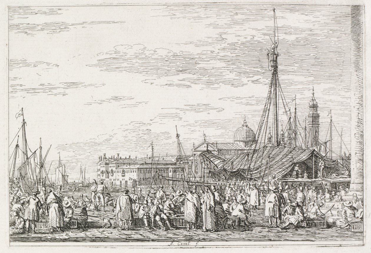 Utsikt: Marknaden på Molo av Antonio Canaletto