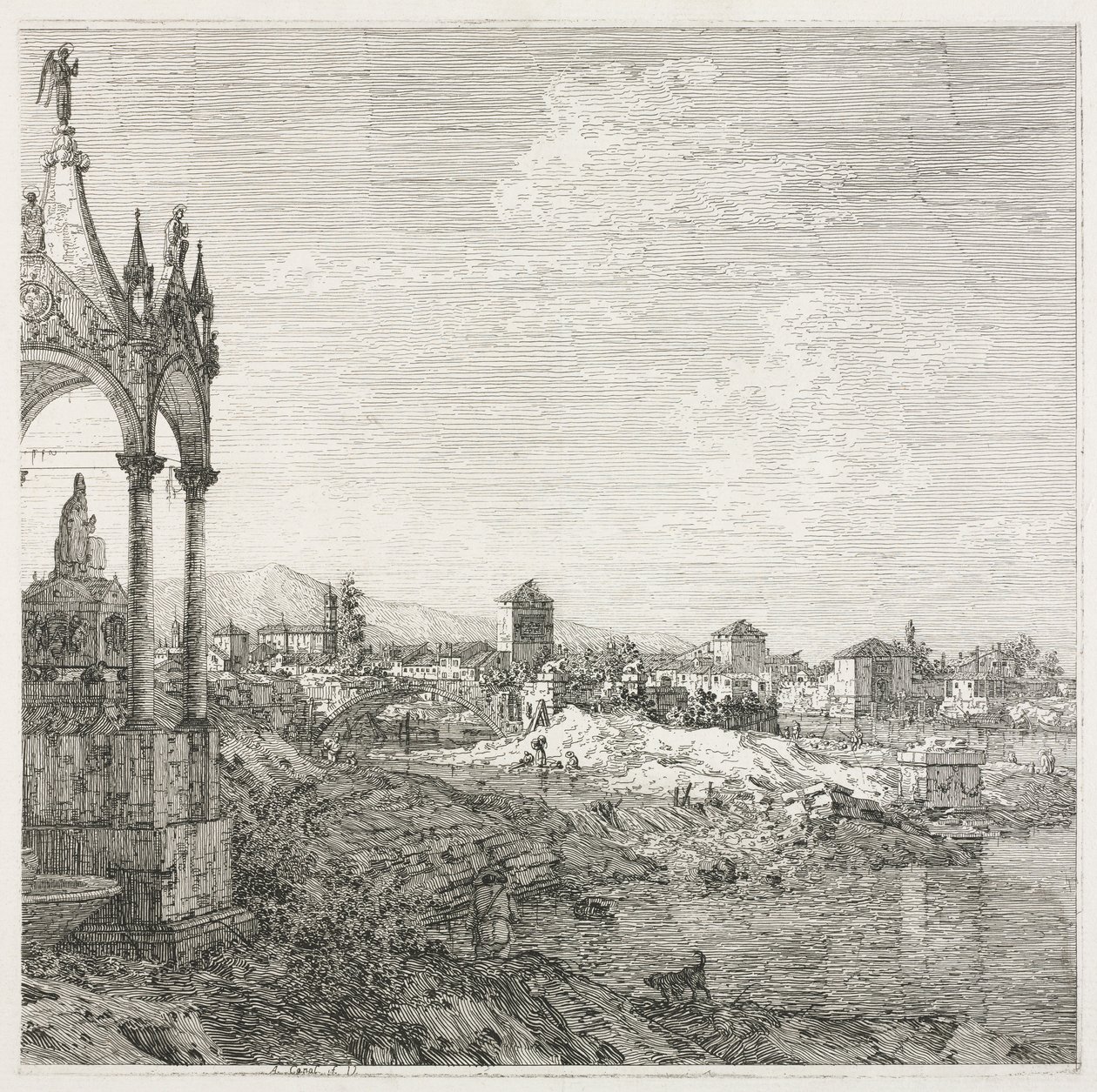 Visningar: En biskops grav av Antonio Canaletto