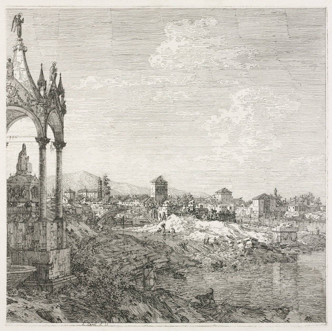 Visningar: En biskops grav, 1735-1746. av Giovanni Antonio Canal