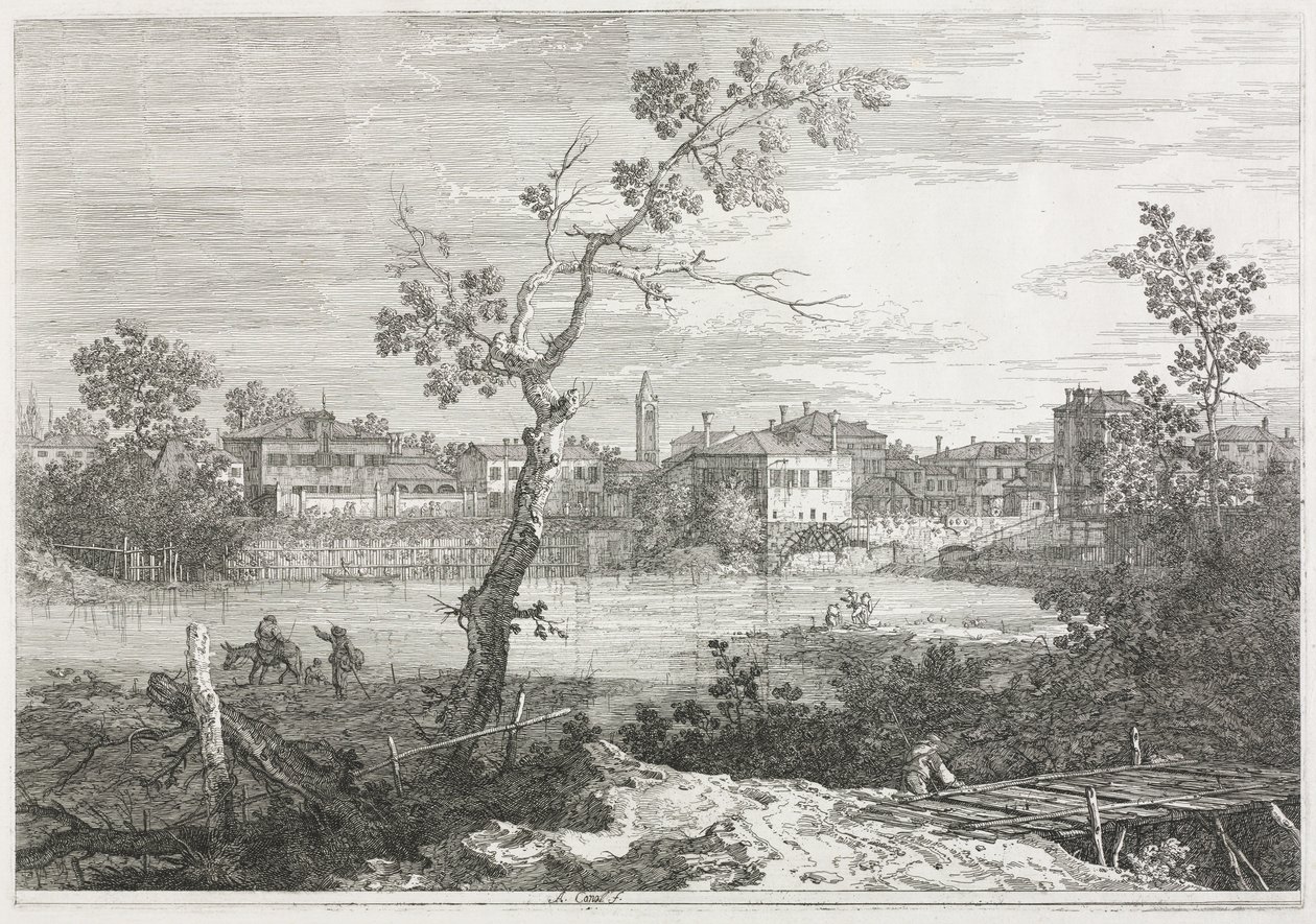 Utsikt: Utsikt över Burano, en stad på en ö i den venetianska lagunen av Antonio Canaletto