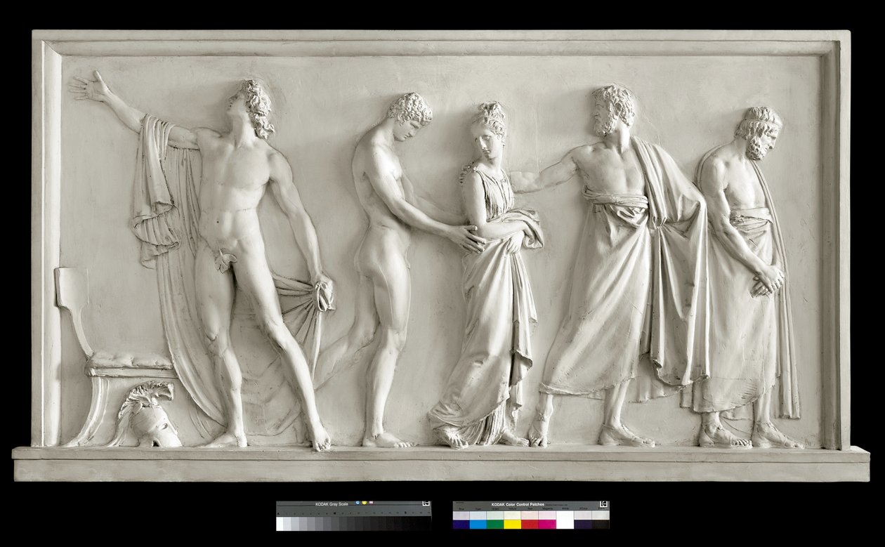 Achilles levererar Briseis till Agamemnons Heralds, 1787-90 (gips) av Antonio Canova