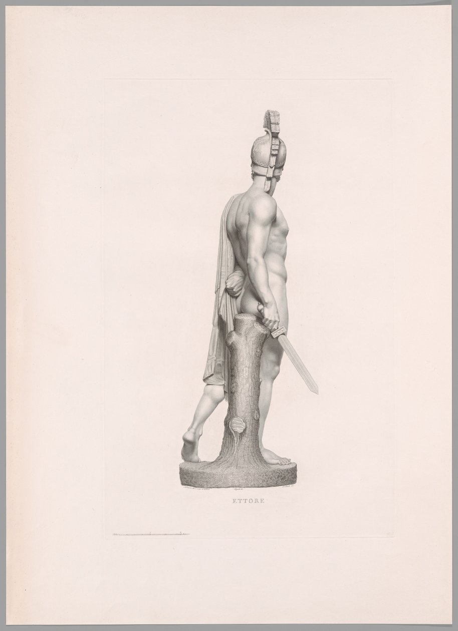 Ettore, sidovy, från Oeuvre de Canova av Antonio Canova