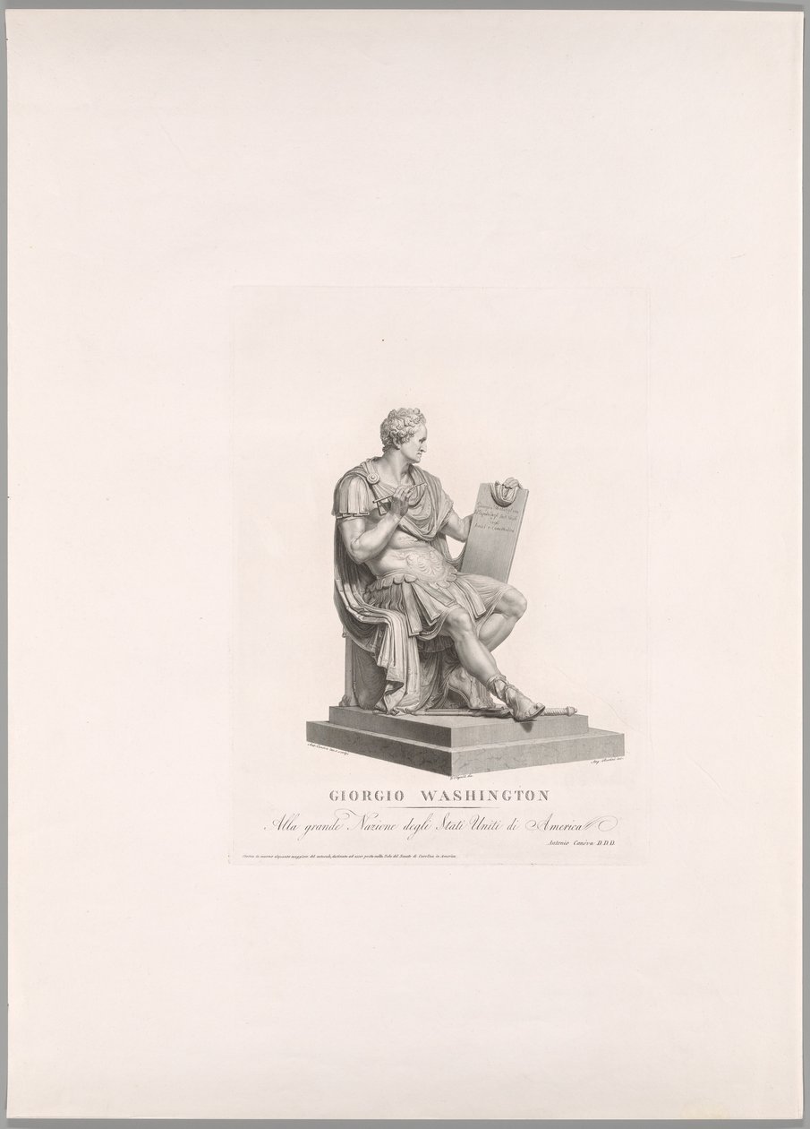 George Washington, framifrån, från Oeuvre de Canova av Antonio Canova