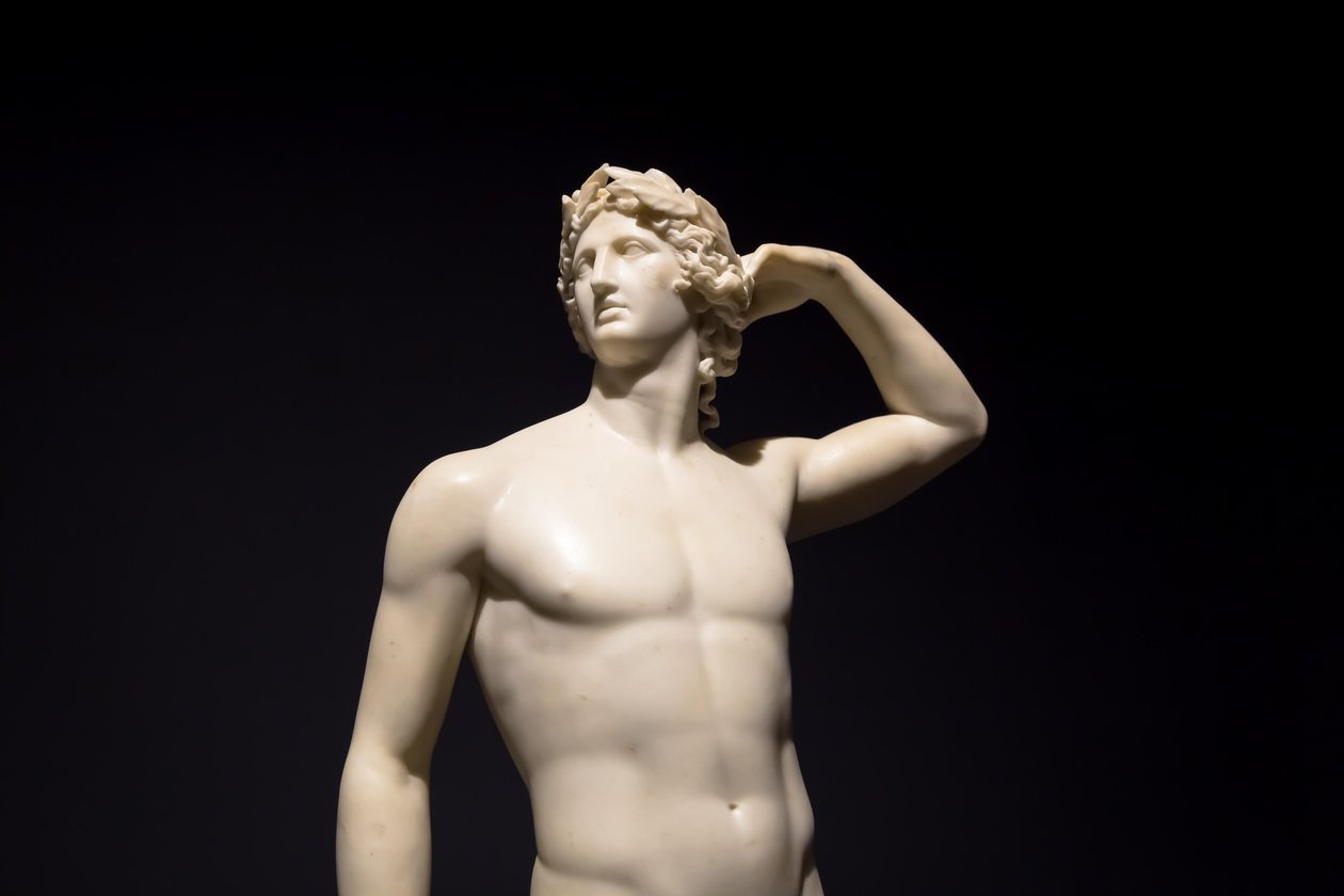 MILAN, ITALIEN - Juni 2020: den antika skulpturen Apollo Crowning Himself - 1782 - An..., 2019 (foto) av Antonio Canova
