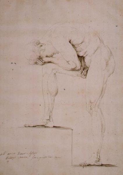 Man som gråter naken (penna på papper) av Antonio Canova