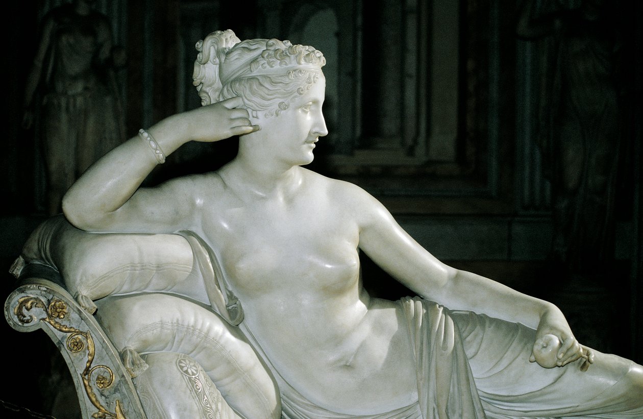 Paolina Borghese som Venus Victrix, av Antonio Canova (1757-1822), vit marmor av Antonio Canova