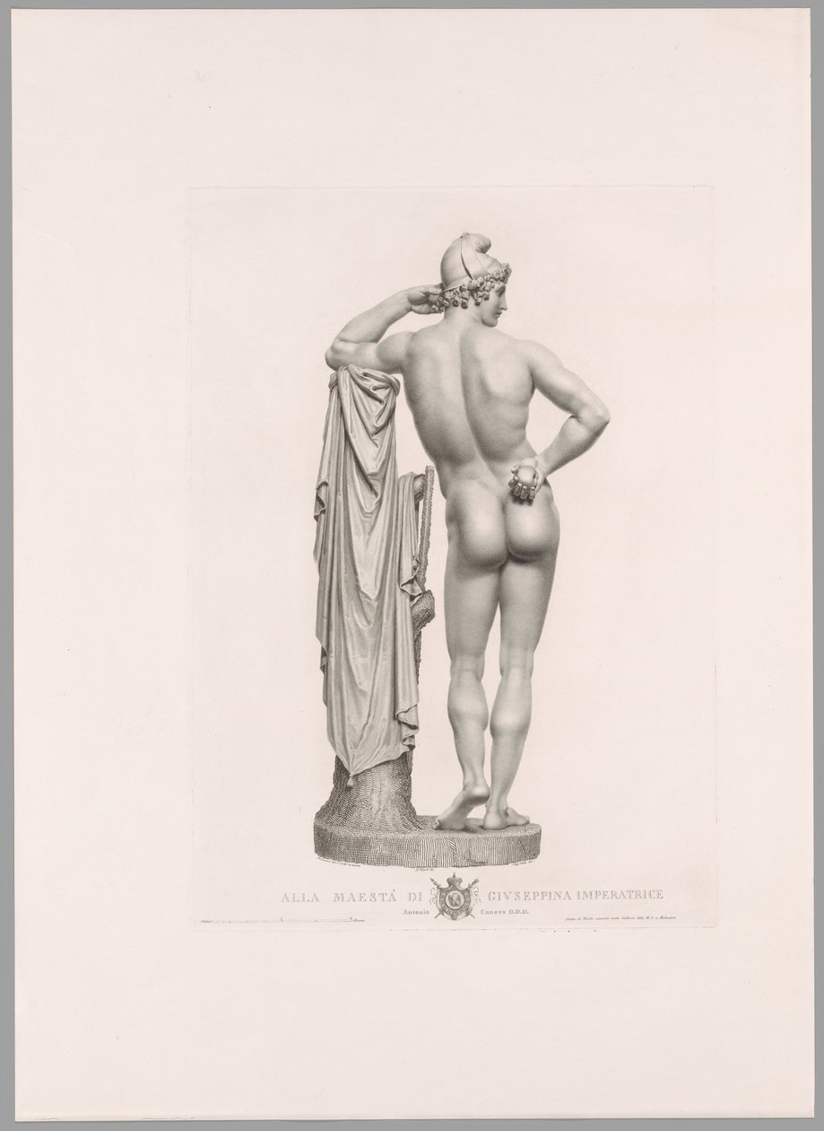 Paris lutad på trädstubbe, bakifrån, från Oeuvre de Canova av Antonio Canova