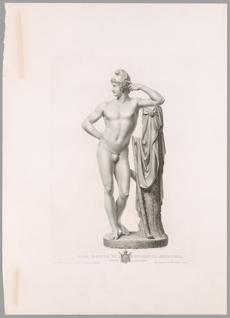 Paris lutad på trädstubbe, framifrån, från Oeuvre de Canova av Antonio Canova