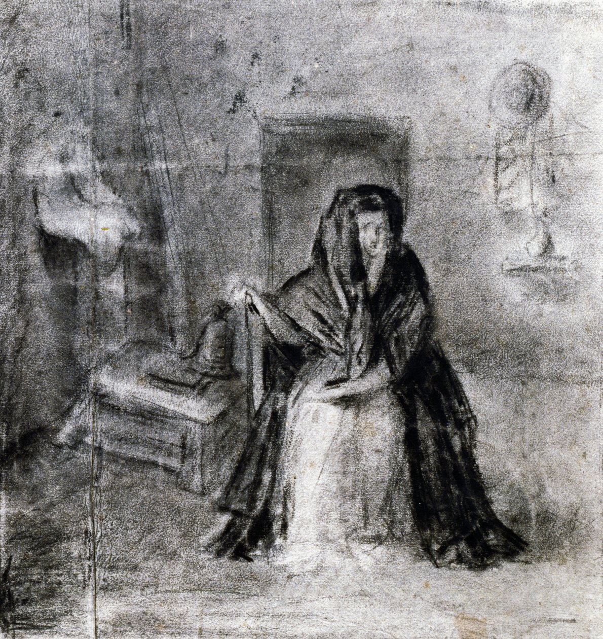 Sittande kvinna, av Antonio Canova (1757-1822), teckning av Antonio Canova