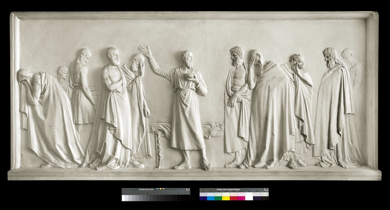 Sokrates dricker bägaren med hemlock, 1787-90 (gips) av Antonio Canova