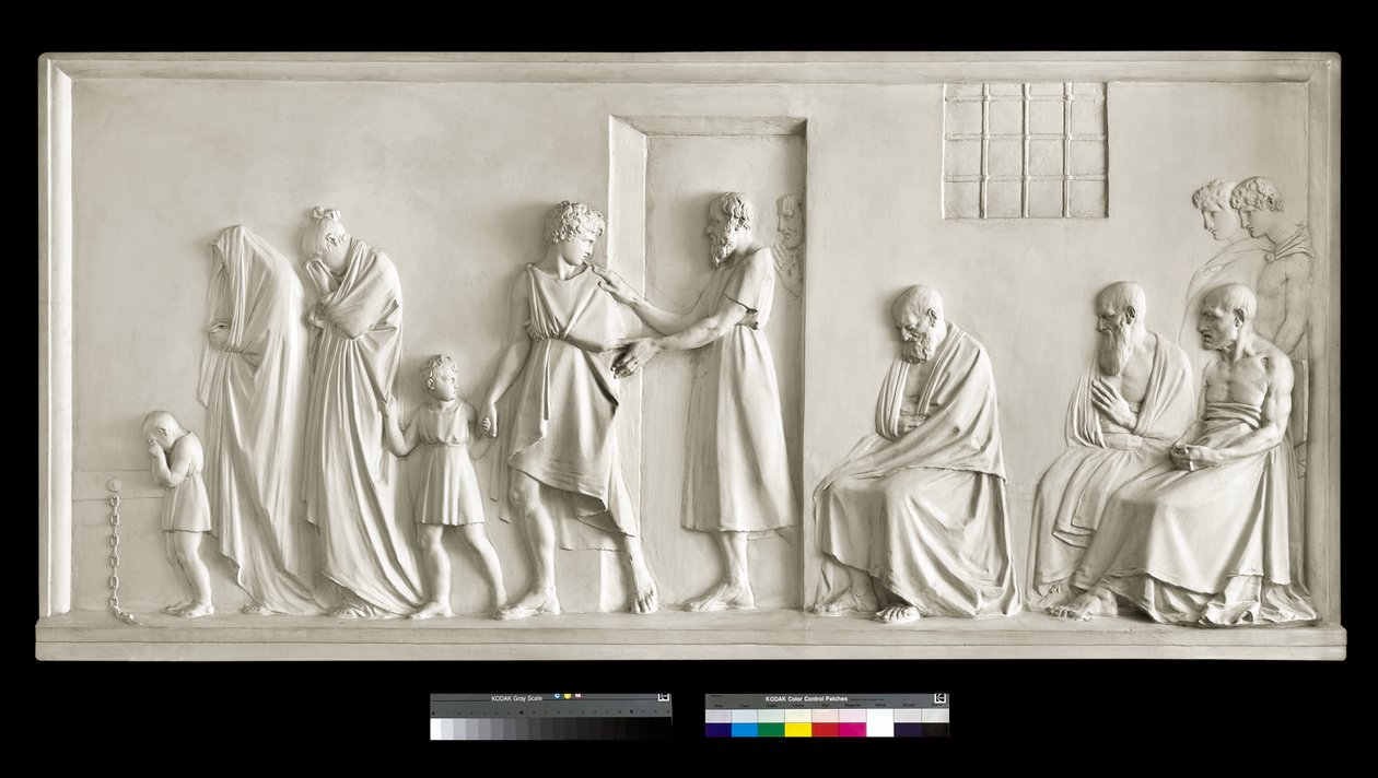 Sokrates lämnar sin familj, 1787-1790 (gips) av Antonio Canova