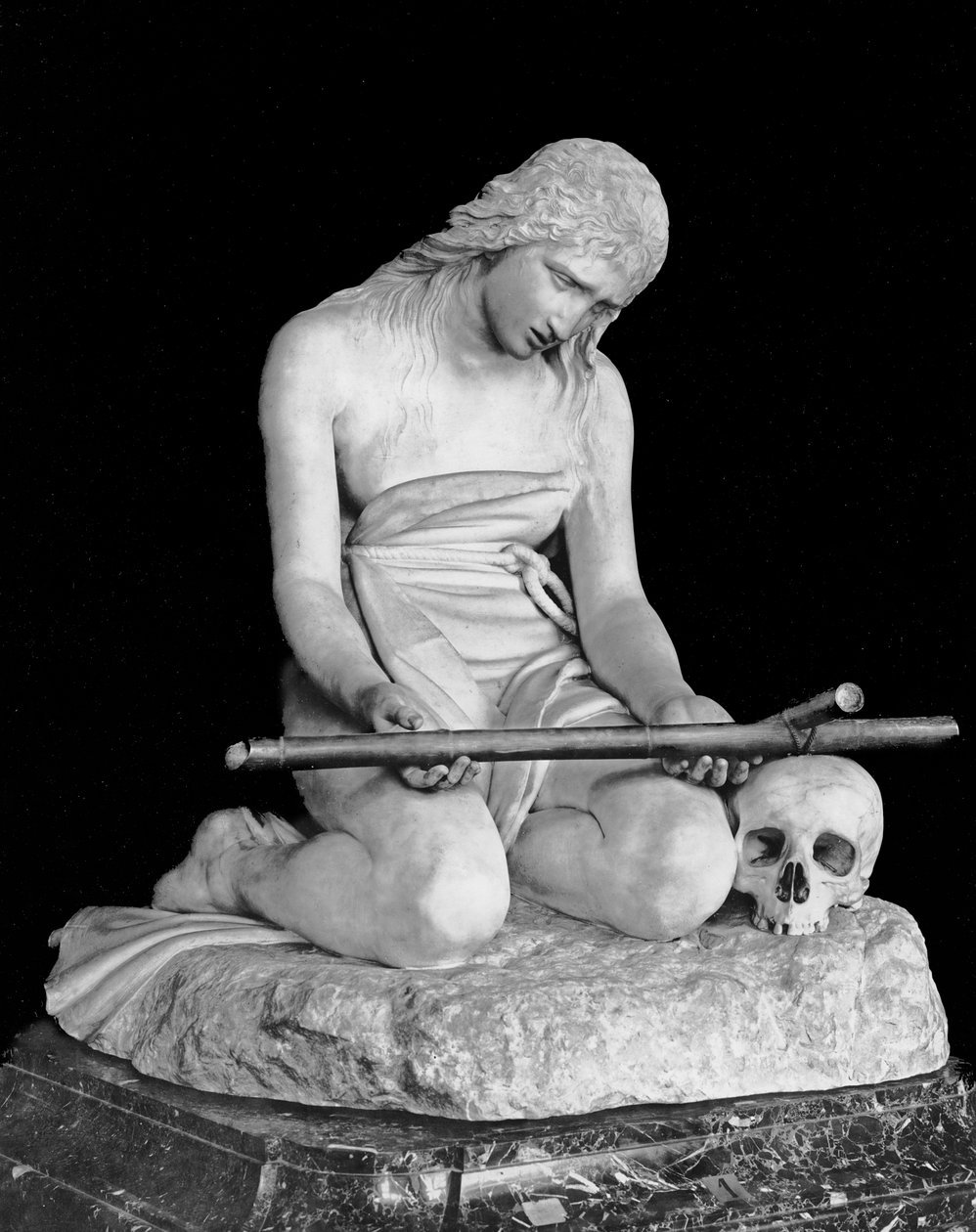 Den ångerfulla Magdalena (marmor) (s/v foto) av Antonio Canova