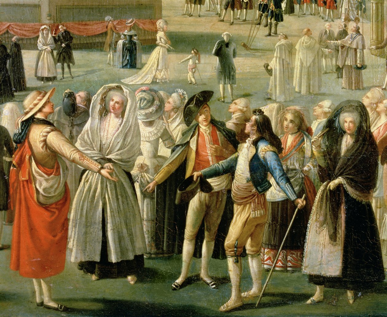 Uppstigningen av en varmluftsballong i Madrid, detalj av publiken (olja på duk) (detalj) av Antonio Carnicero