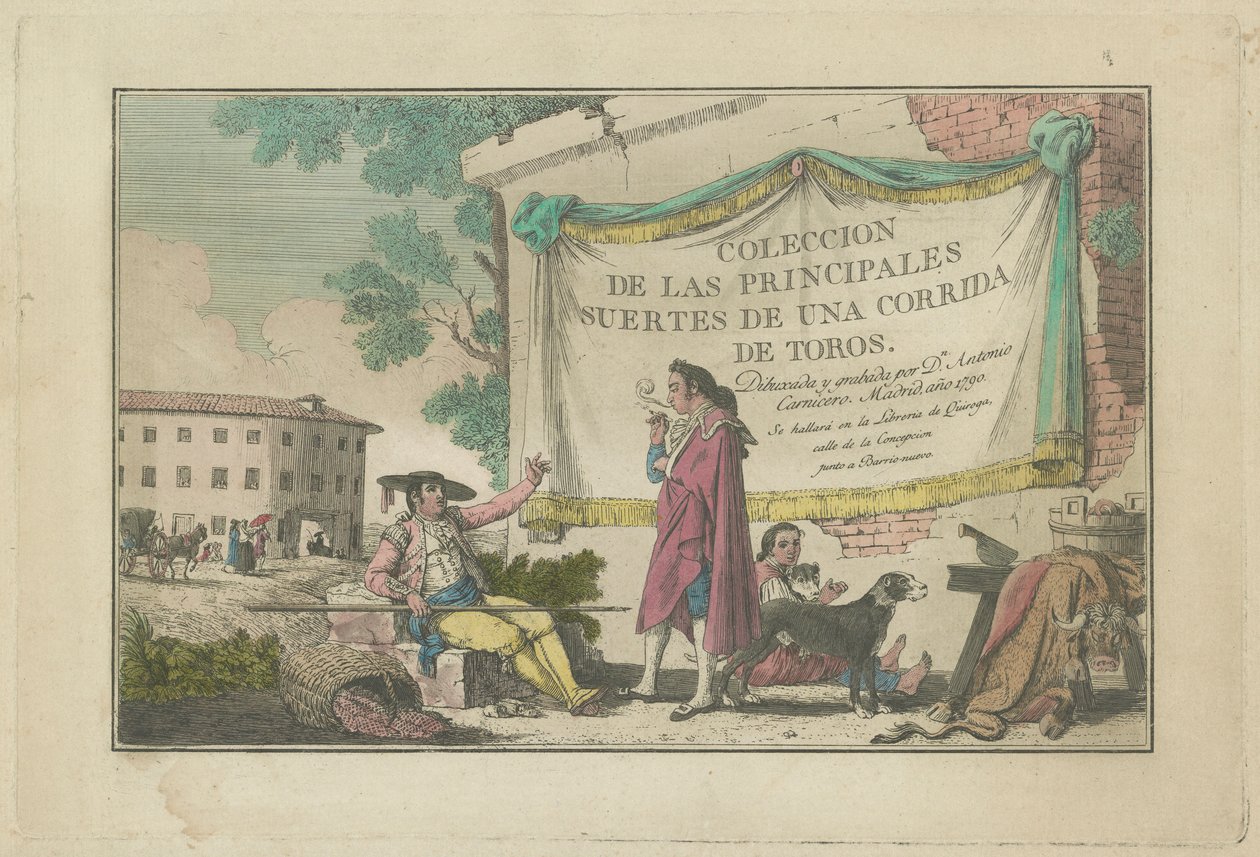 Titelskylt, från serien Collection of the Main Actions in a Bullfight av Antonio Carnicero